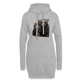 Ours brun - Sweat-shirt à capuche long Femme - gris chiné - Devant