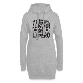 Ne Me Déranger Pas Joueur Pétanque Qu'aime L'apéro - Sweat-shirt à capuche long Femme - gris chiné - Devant