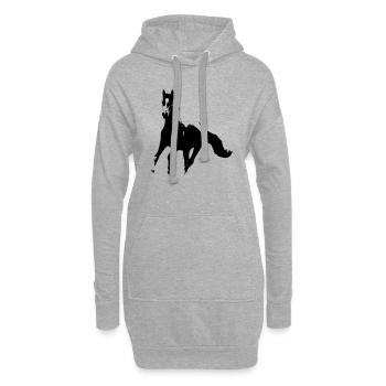 Cheval noir qui galope - Galopa - Sweat-shirt à capuche long Femme - gris chiné - Devant