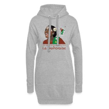 Mahoraise - Maore (Mayotte) île d'Afrique - rouge - Sweat-shirt à capuche long Femme - gris chiné - Devant