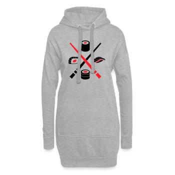 Sushi Logo - Hoodie-Kleid - Grau meliert - Vorne