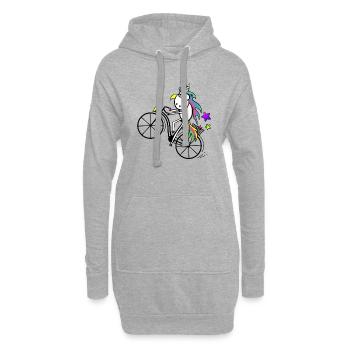 Unicorn Bicycle Wheelie - Sweat-shirt à capuche long Femme - gris chiné - Devant