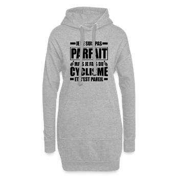 pas parfait mais je fais du cyclisme / cycliste - Sweat-shirt à capuche long Femme - gris chiné - Devant