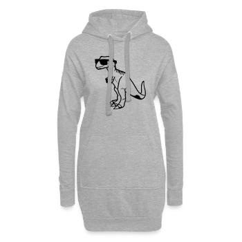 Dinosaurier mit Sonnenbrille Vektor - Hoodie-Kleid - Grau meliert - Vorne