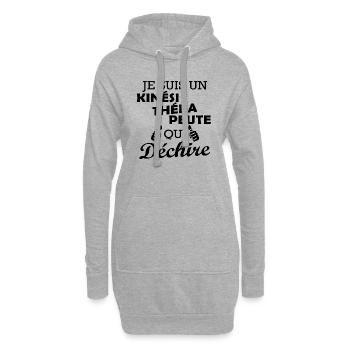 kinésithérapeute qui déchire / humour kiné - Sweat-shirt à capuche long Femme - gris chiné - Devant