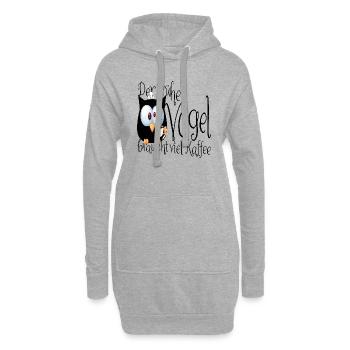 Der frühe Vogel braucht viel Kaffee - Hoodie-Kleid - Grau meliert - Vorne