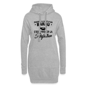 barbu et perfection - Sweat-shirt à capuche long Femme - gris chiné - Devant
