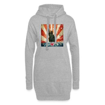 Freiheitsstatue, USA - Hoodie-Kleid - Grau meliert - Vorne