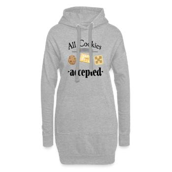 Tous les cookies acceptés - Sweat-shirt à capuche long Femme - gris chiné - Devant