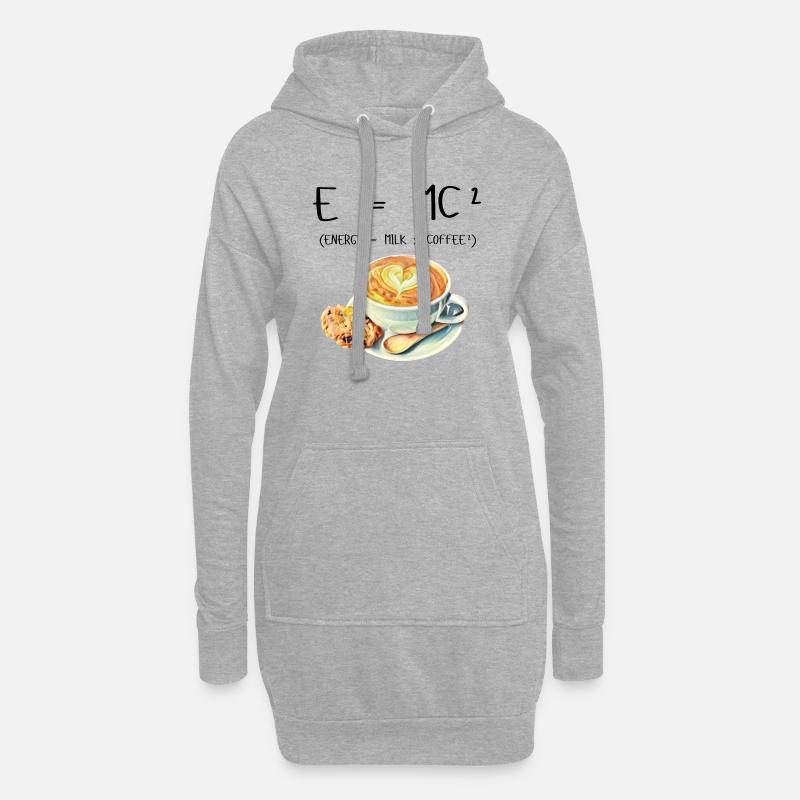 E MC² Kaffee Milch Energie Geschenk lustig - Hoodie-Kleid - Grau meliert