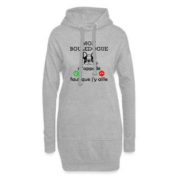 mon bouledogue m appelle / cadeau bouledogue - Sweat-shirt à capuche long Femme - gris chiné - Devant