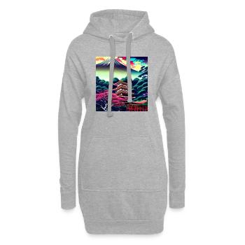 Image de style anime japonais dans le style ukiyo-e - Sweat-shirt à capuche long Femme - gris chiné - Devant
