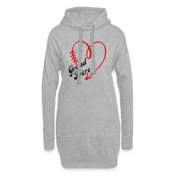 grand frère cœur - Sweat-shirt à capuche long Femme - gris chiné - Devant