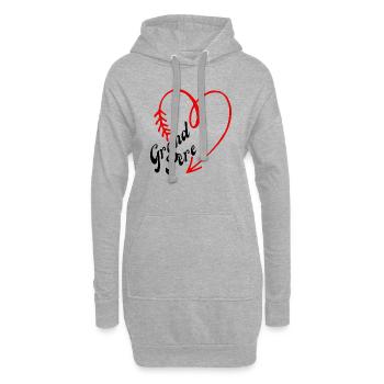 grand-père cœur - Sweat-shirt à capuche long Femme - gris chiné - Devant