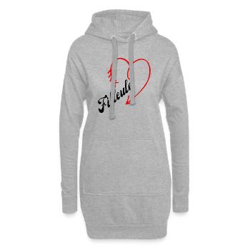 filleule cœur - Sweat-shirt à capuche long Femme - gris chiné - Devant