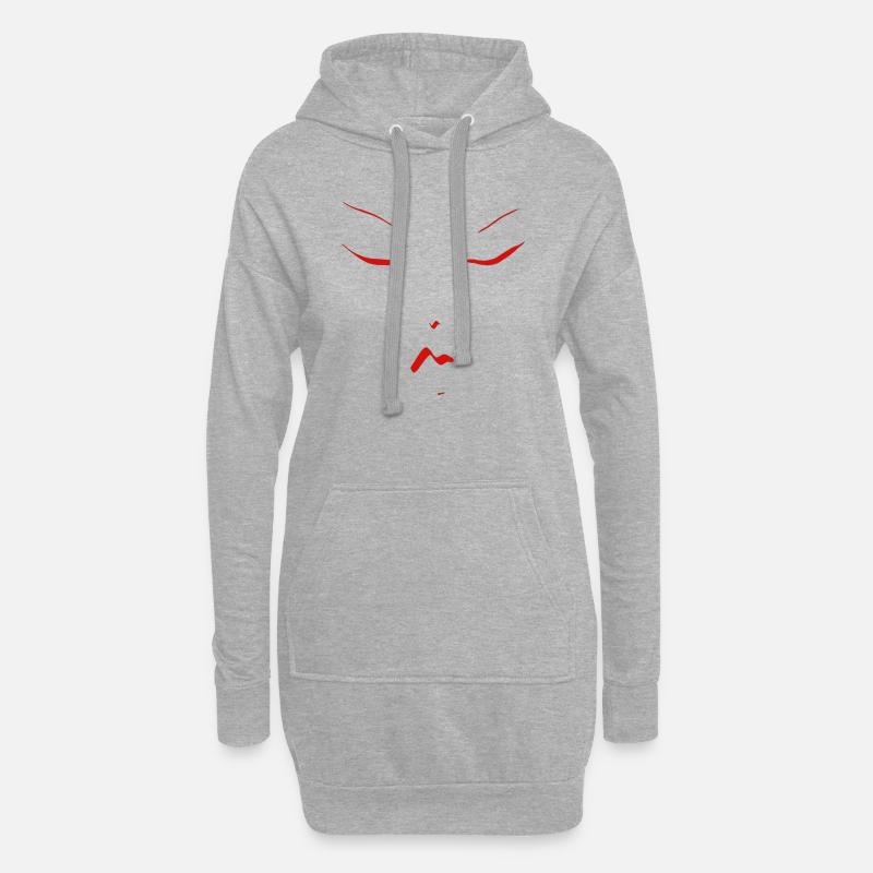 nur ein Gesicht weiblich rot - Hoodie-Kleid - Grau meliert