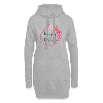Joyeux anniversaire Cadeau Fleurs Fille - Sweat-shirt à capuche long Femme - gris chiné - Devant