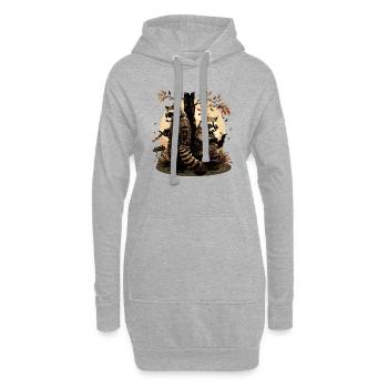 baka racoon 10 - Sweat-shirt à capuche long Femme - gris chiné - Devant