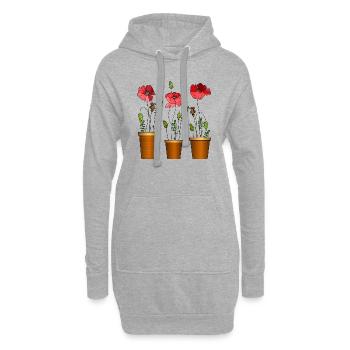 Blumen - Hoodie-Kleid - Grau meliert - Vorne