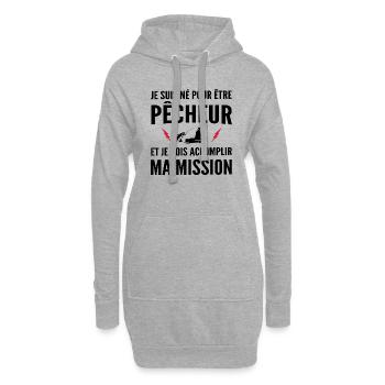 né pour être pêcheur / cadeau humour pêche - Sweat-shirt à capuche long Femme - gris chiné - Devant