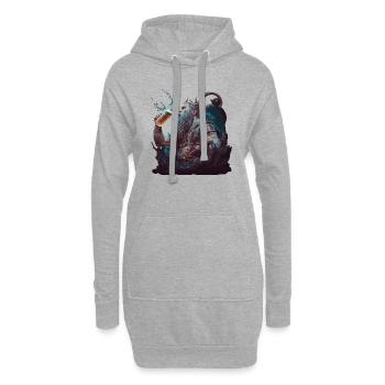 Neptune le dieu romain avec de la bière - Sweat-shirt à capuche long Femme - gris chiné - Devant