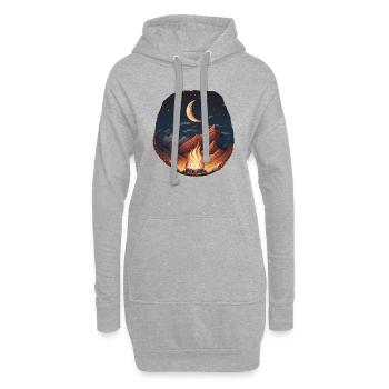 Feu de camp Ciel étoilé Clair de lune Montagne - Sweat-shirt à capuche long Femme - gris chiné - Devant