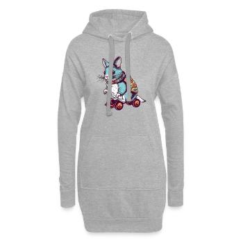 Der süße Chinchilla fährt mit einem Skateboard - Hoodie-Kleid - Grau meliert - Vorne