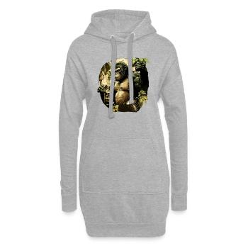 Cool gorilla in the jungle with beer - Hoodie Dress - heather grey - Front