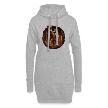 Gorilla zapft Bier in Brauerei - Hoodie-Kleid - Grau meliert - Vorne