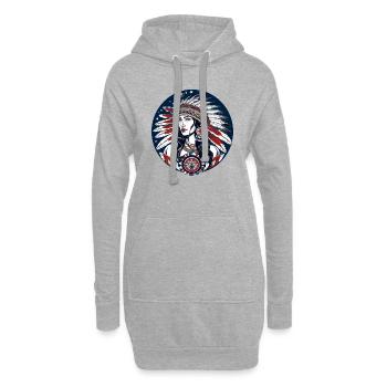 Amerikanische Folklore - Hoodie-Kleid - Grau meliert - Vorne