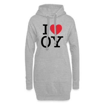 J’aime OY | OY | J’ai coeur OY | Yorkshire - Sweat-shirt à capuche long Femme - gris chiné - Devant