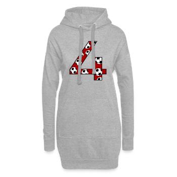 4. Geburtstag Fußball rot - Hoodie-Kleid - Grau meliert - Vorne