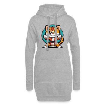Ninja Katze Karate Kitty - Hoodie-Kleid - Grau meliert - Vorne