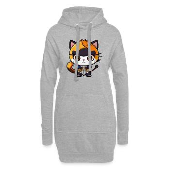 Ninja Cat Kung Fu Kitty - Sweat-shirt à capuche long Femme - gris chiné - Devant