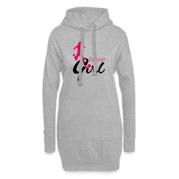 Jeu de passes de fille de football - Sweat-shirt à capuche long Femme - gris chiné - Devant