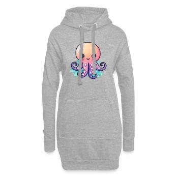 Bébé Poulpe Kraken - Sweat-shirt à capuche long Femme - gris chiné - Devant