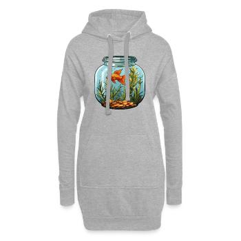 Aquarium avec poissons rouges - Sweat-shirt à capuche long Femme - gris chiné - Devant