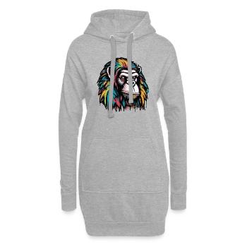 Affen Kopf Graffiti - Hoodie-Kleid - Grau meliert - Vorne