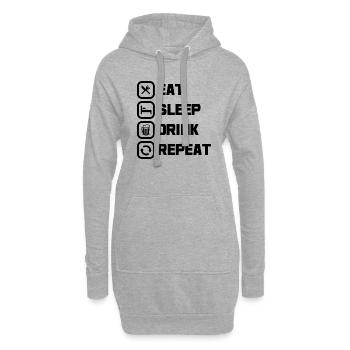 Essen, schlafen, trinken, wiederholen - Hoodie-Kleid - Grau meliert - Vorne