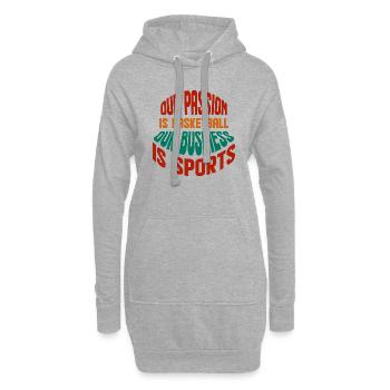 Notre passion, c’est le basket-ball - Sweat-shirt à capuche long Femme - gris chiné - Devant