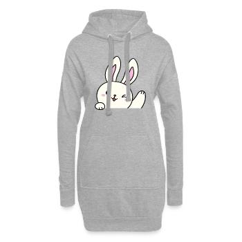 Coquette Aesthetic Bunny - Hoodie-Kleid - Grau meliert - Vorne