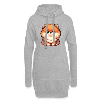 Illustration numérique d’un chien poméranien mignon - Sweat-shirt à capuche long Femme - gris chiné - Devant