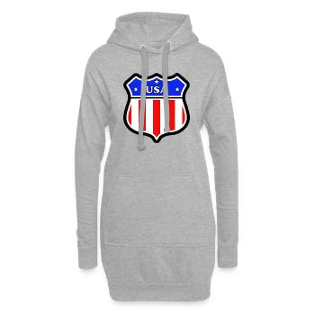 Stylisches USA Wappen - Hoodie-Kleid - Grau meliert - Vorne
