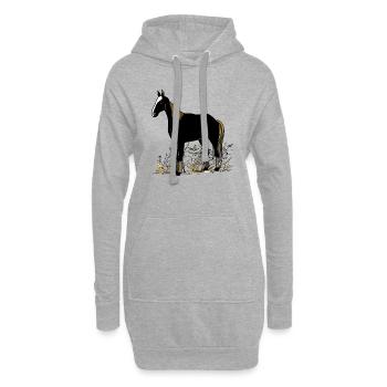 Pferd - Hoodie-Kleid - Grau meliert - Vorne