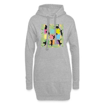 Cats/Katzen Home - Bo-Grafik - Hoodie-Kleid - Grau meliert - Vorne