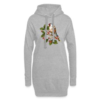 Oiseau coloré - Sweat-shirt à capuche long Femme - gris chiné - Devant