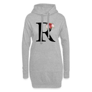 Roter Blumenbuchstabe R - Hoodie-Kleid - Grau meliert - Vorne