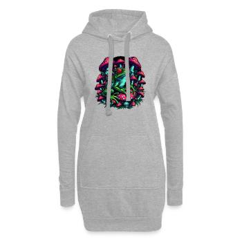 Psychedelischer Frosch mit Pilzen - Hoodie-Kleid - Grau meliert - Vorne