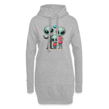 Alien Familie - Hoodie-Kleid - Grau meliert - Vorne