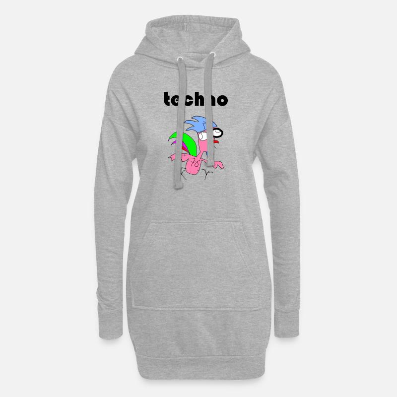 techno hahn - Hoodie-Kleid - Grau meliert